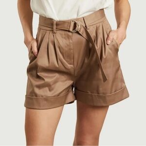 Samsoe Samsoe Women's Size XL Brown Caribou Dakota Pleated Belted Shorts, NWT